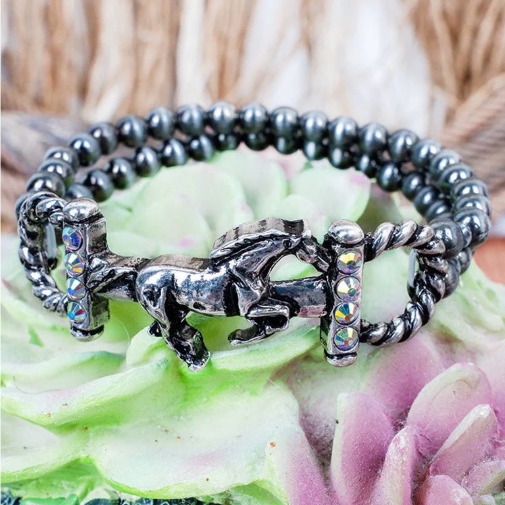 Stunning Silver Horse Bracelet